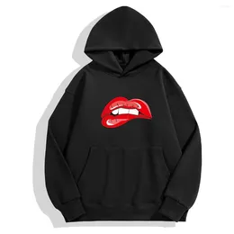 Men's Hoodies Lip Print Solid Colour Loose Fashion Brand Jacket Printed Hoodie Men And Women Fall Winter Couples Basic Section