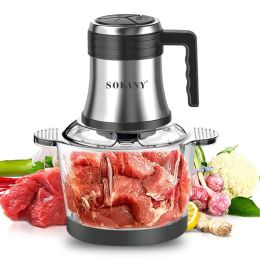 Grinders Electric Food Processor Chopper Two Speeds 3L Glass Bowl Blender Meat Grinder For Babyfood Vegetables Onion Garlic