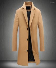 Men039s Trench Coats Autumn Winter Mens Overcoat Long Coat Men Korean Slim Fit Plus Size Woolen Casual Sleeve Khaki Topcoat 4xl4479427