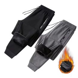 Pants 2024 Winter Men Pants Fleece Running Pants Sports Joggers Thick Warm Velvet AnkleTied Pants Gym Sweatpants Drawstring Trousers