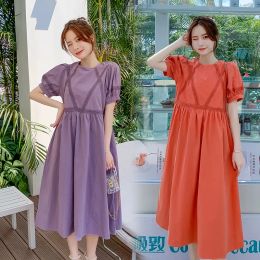 Dresses 9025# Maternity Dress Summer O Neck Cotton Short Sleeve Easy Matching Loose Stylish Dress for Pregnant Women Mom Dress