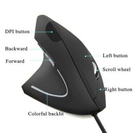 Mice 1Pc Wired Right Left Hand Vertical Mouse Ergonomic Gaming Mouse 800 1200 1600 DPI USB Optical Wrist Healthy Mice For PC Computer