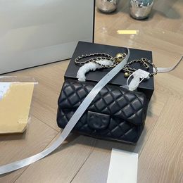 2024 New Luxury Fashion Design Women's Classic Golden Ball Chain Bag Small Leather Material Diamond Plaid Flip Bag Super Versatile One Shoulder Crossbody Bag