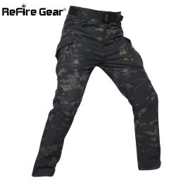 Pants ReFire Gear IX9 Style Soft Shell Tactical Camouflage Pants Men Waterproof Military Cargo Fleece Pants Winter Warm Army Trousers