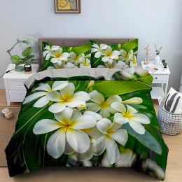 Set Floral Printed Bedding Set 2/3 PCS Luxury Full Queen King Size Duvet Cover Set Pillowcase Quilt Cover Home Textile Sheer Curtains