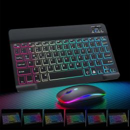 Keyboards LED Backlight Keyboard for Tablet Phone Laptop Universal Wireless Keyboard Russian Spanish Portuguese Keyboard Mouse Chargeable