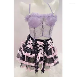 Skirts Gothic Skirt Punk Kawaii Aesthetic Y2k Lolita Jk Fashion Goth Clothes Faldas Pink