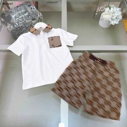 Luxury tracksuits baby T-shirt set kids designer clothes Size 100-150 CM child POLO shirt and Khaki letter printed shorts 24Feb20