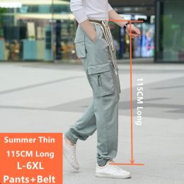 Pants Cargo Pants Tall Guy Exra Long 115CM Summer Joggers 6XL 5XL Men Boys Students Black Khaki Young Male Slim Fit Plus Size Trousers