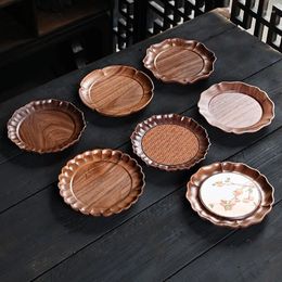 Tea Trays Walnut Wood Chinese High-grade Purple Sand Pot Base Black Tray Bottom Mat Dry Bubble Table Accessories