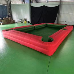 wholesale 10mLx5mW with 16balls Red Giant Inflatable Snooker Table Inflatable Snooker Football Field Soccer Pool Table For Indoor Outdoor Interactive Game