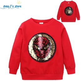 Boys T Shirt Tshirt Kids Long Sleeve Cartoon TShirts Sequined Children Clothing Girls Cotton ZX409 240220