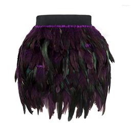 Skirts Women Sexy Feather A Line Mini Skirt Elastic Waist Party Dance Short For Raves Club DropShip