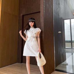 Basic Casual Dresses women designer dresses fashion rhine letter graphic shirt skirt corseted buttons lapel straight Dresses 240302