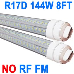 R17D 8 Foot Bulb Light,Dual-Ended,Clear Lens Rotatable HO Base,270 Degree V Shaped LED Replacement , Clear Cover,85V-265V for Warehouse Garage Cabinet crestech