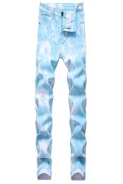 Men039s Jeans Sokotoo Fancy Colour Black Printed Fashion Snow Washed Plus Size Stretch Pants6340963