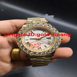 Boutique 43mm Gold Big diamond Mechanical man watch Rome nail multi color dial Automatic Stainless steel men's watches 20263t