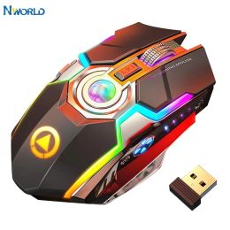 Mice Wireless Gaming Mouse Rechargeable Computer Mouse Silent Ergonomic 7 Keys RGB Backlit For PC Computer Game Dota 2 Fortnite