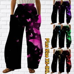 Capris New Colourful Butterfly Breathable Pocket Pants New Design Printed Yoga Pants Casual Sports Pants Design Printed Sweatpants