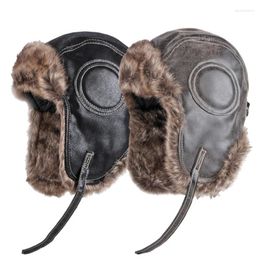 Berets Pilot Winter Bomber Hat Men Women Thick Warm Russian Ushanka Fur With EarFlaps Male Female Trapper