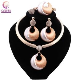 CYNTHIA Jewellery Sets For Women Earrings Necklace Ring Vintage Bracelet Pendant Gold Colour Dubai Jewellery Bride Wedding Party 240221