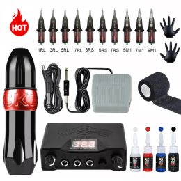 Guns Complete Rotary Tattoo Machine Kit Swiss Motor Pen Permanent Makeup Tattoo Machine Sets with Cartridges Needles Tattoo Power