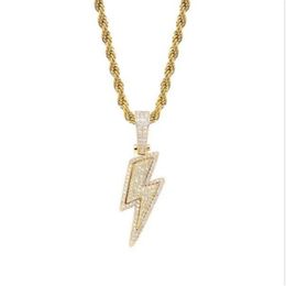 Lced Out Bling Light Pendant Necklace With Rope Chain Copper Material Cubic Zircon Men Hip Hop Jewelry locket necklaces for women226A