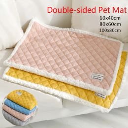 Mats Doublesided Pet Mat All Seasons Dog Bed Mattress Soft Fleece Keep Warm Small Dogs Sofa Cushion Cat Sleeping Pad Pets Blanket