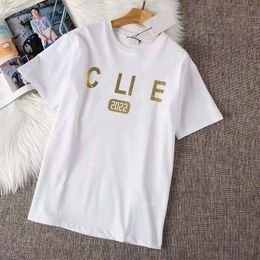 Designer Luxury Celins Classic Summer Sailing Letter Pure Cotton Short Sleeved Women's Loose Versatile T-shirt Trendy Brand Simple Half Sleeves