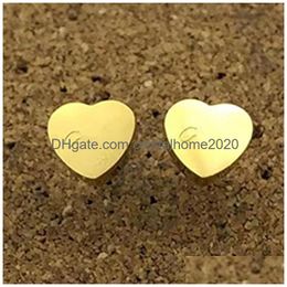 10Mm Heart Earring Women Stud Flannel Bag Stainless Steel Couple Gold Ear Studs Piercing Body Jewelry Gifts For Woman Accessories Drop Dhb7X