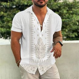 Leisure Flower Beach Mens Summer Short sleeved Hawaiian Mens Shirt Plus Size Quick Drying T-shirt Mens Dress 240302