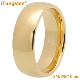 iTungsten 2mm 4mm 6mm 8mm 10mm Gold Plated Tungsten Ring For Men Women Couple Engagement Wedding Band Trendy Jewelry Comfort Fit 240220