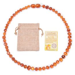 2024 Natural Baltic Teething Ambers Necklace for Baby Children Amber Handmade Original Irregular Beads Jewelry 240226