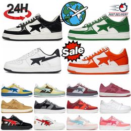 2024 Designer Sta Casual Shoes Low Top men and women Black Yellow Camouflage Skateboarding Sports Bapely Sneakers Outdoor Shoes Waterproof leather sizes 36-45