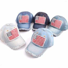 Ball Caps American Flag Print Rhinestone Baseball Adjustable Size For Running Workouts Outdoor Activities Exercise Cap Snapback Hat