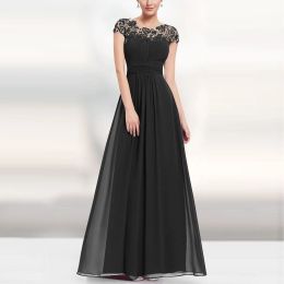 Dress Fashion Women's Solid Colours Vintage Lace Elegant Short Sleeve Backless Slim Wedding Evening Party Long Maxi Dress Vestidos#g3