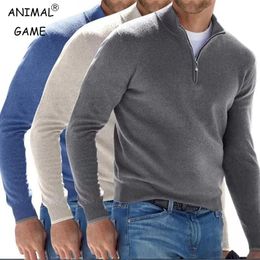 Autumn Mens Sweatwear Warm Pullover Solid Colour Half Zipper Casual Sweater Slim V-neck Long Sleeve Mens Sweatshirts Winter Top 240228