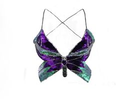 Women039s TShirt Women Sequin Belly Dance Bustier Sexy Butterfly Shape Colourful Sequined Strap Backless Crop Tops MT45286275042