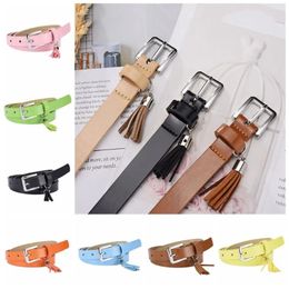 Belts Pendant Tassel Patent Leather Belt Y2k Colourful Thin All-match Square Pin Buckle Decorative Jeans