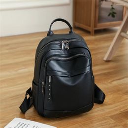 School Bags Women Backpacks Solid Casual Travel Bagpack Fashion Pu Leather Rucksack Bookbag High Quality Female Backpack Mochilas