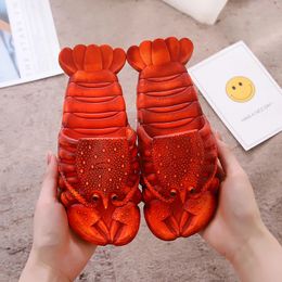 Summer Lobster Slippers Men Funny Animal Flip Flops Cute Beach Shower Casual Shoes Women Unisex Big Size Soft Home Slippers 2024 240227