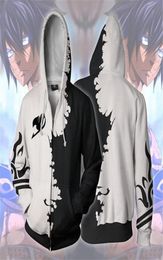 Men039s Hoodies Sweatshirts Fairy Tail Grey Fullbuster Anime 3D Print Casual Jacket Coat Cosplay3764660