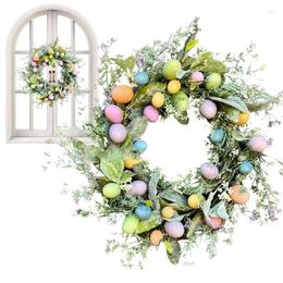 Decorative Flowers Artificial Easter Wreath Colourful Egg Door Wall Hanging Pendants Handmade Garland For Home Decoration