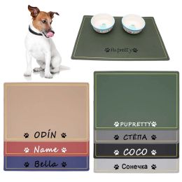 Mats Waterproof Nonslip Pet Feeding Mat For Dog Cat Custom Phnom Penh Solid Color Silicone Name ID Food Placemat Easy Washing Carry