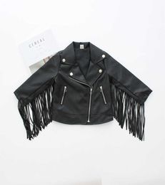 Jackets Girl Fashion Leather Lapel Tassel Motorcycle Leather Jacket Spring Autumn Kids Jackets for Girls T2210116114954