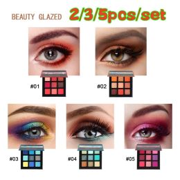 Shadow Beauty Glazed 2/3/5pcs 9 Colours Eye Shadow Pallete Set Colourful Waterproof Shimmering Pigmented Glitter Matte Eye Makeup TSLM1