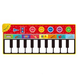 Kids Pretend Polyester Magnetic Piano Dance Mat Foldable Accessories Educational for Play Musical Learning Toy Gift 240226