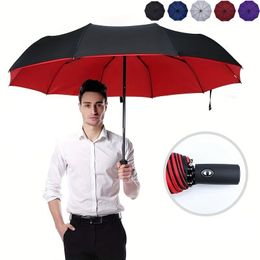 Vikning av vindtät dubbelskiktsbeständigt paraply helt automatiska regn män kvinnor 10 revben stark lyx affärsresor manliga stora paraplyer parasol w0196