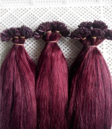 100g 16inch 18inch 20inch 22inch 24inch 26inch 99J Keratin Prebonded Nail U tip Hair Extensions Silk Straight INDIAN Remy Pre bon3310590