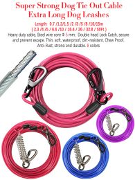 Sets Extra Long Dog Leashes 5 10 15 m Training Heavy Duty Long Leashes for Dogs Tie Out Cable 50 Ft Leads for Yard Chains for Outside